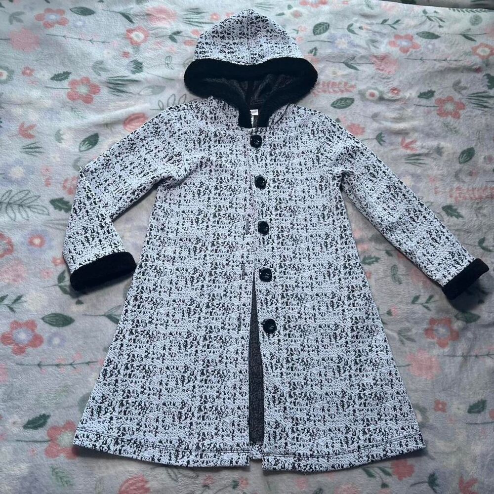 Retro 60s Mod Fur Hooded Babydoll Swing Coat - Size Kids 5